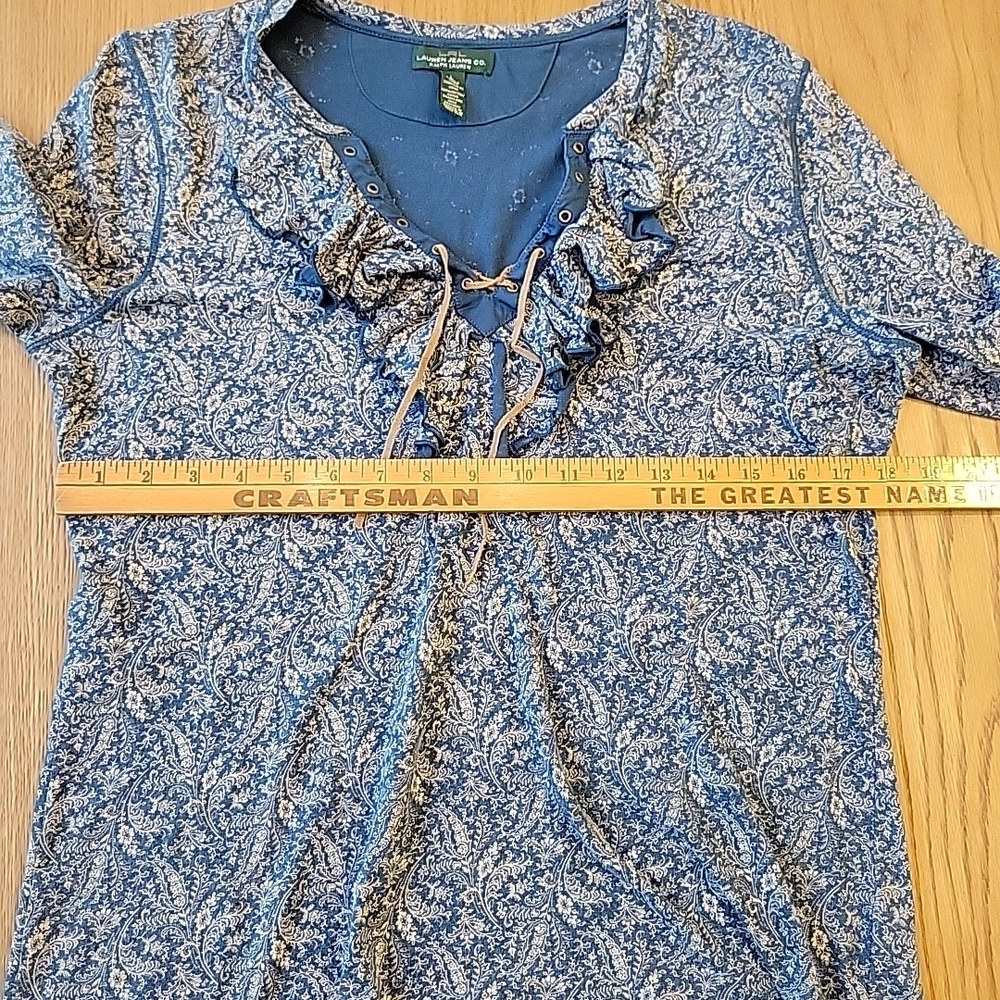 Ralph Lauren Peasant Top Large Ruffles Drawstring Floral Cottagecore Blouse - Picture 5 of 7